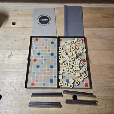 Rare Private Jet 1954 Selchow & Righter Scrabble Travel Magnetic Board Game Read - Image 1 of 4