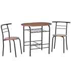 3-Piece Dining Table Set , Metal Frame Wood Top Breakfast Bar Table Set for 2,