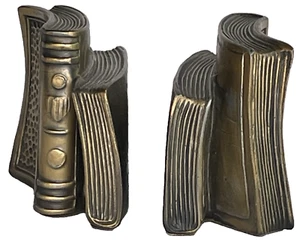 VTG Pair Brass Bookends Books Patina Colonial Virginia USA Metal Heavy Cast - Picture 1 of 12