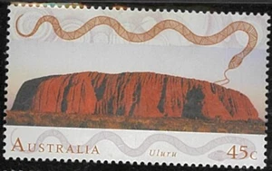 1993 Australia Last No Gum Single 45c Rainbow Serpent & Uluru / Ayers Rock Stamp - Picture 1 of 2