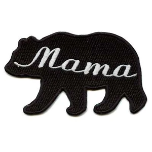 Mama Bear Patch Family Silhouette Embroidered Iron On - Picture 1 of 2