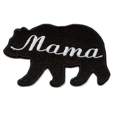 Mama Bear Patch Family Silhouette Embroidered Iron On - Image 1 of 2