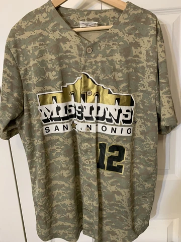 San Antonio Missions #12 Promo Camo Baseball Jersey Sz M Coyote Promotions Cover
