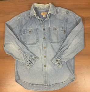 Wolverine Denim Shirt Mens Medium Long Sleeve Blue Work Outdoor - Picture 1 of 7