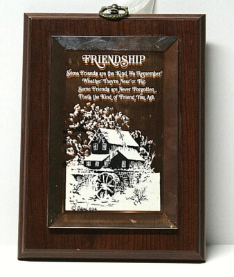 Placa da Amizade Dacra FarmHouse WaterMill Base de Madeira de Vidro Chanfrado 7"- 8" 034 - Imagem 1 de 4