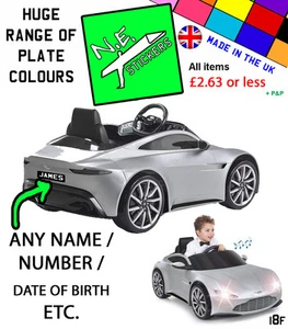 Personalised kids number plate for Aston Martin DB10 6V electric ride on car toy - Picture 1 of 2