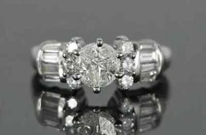 2Ct Round Cut Lab-Created Diamond Women's Wedding Ring 14K White Gold Plated - Picture 1 of 6