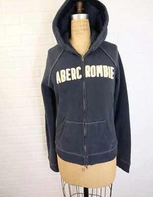Vtg Abercrombie & Fitch Hoodie Zip Sweatshirt Women XL Slim Spellout Y2K READ - Image 1 of 4