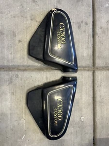 HONDA CX500C CUSTOM RIGHT AND LEFT SIDE COVERS BLACK 79 80 81 82 83500-449-000 - Picture 1 of 5