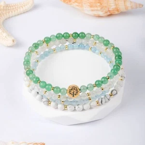 Healing Bracelet Set – Green Aventurine, Moonstone, Aquamarine & White turquoise - Picture 1 of 4