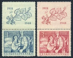 Czechoslovakia 361-362/label,MNH.Mi 550-551. Independence,30th Ann.1948.Family. - Picture 1 of 1