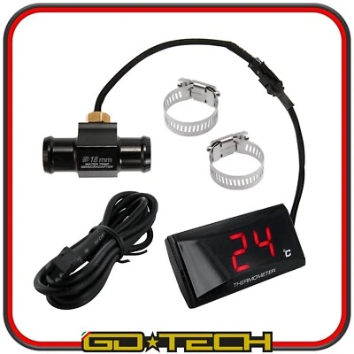 TERMOMETRO DIGITALE MOTO con RACCORDO TUBO ACQUA 18mm SENSORE TEMPERATURA M10x1 - Immagine 1 di 4
