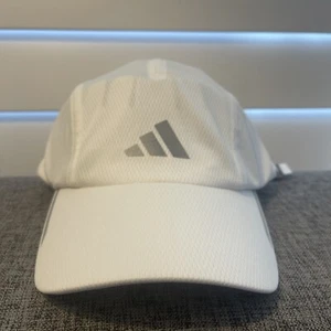 Adidas Hat Cap Strap Back White Lightweight Running Tennis Golf Reflective New - Picture 1 of 6