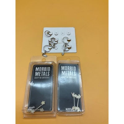 病态金属独角兽和蛋白石星形乳头戒指 14 克 + 免费奖金对 — 第 1/4 张图片