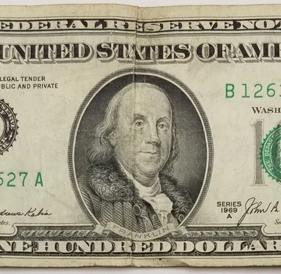 1969 B New York One Hundred Dollars Federal Reserve Bank $100 Series 1969 A Note - Image 1 of 4