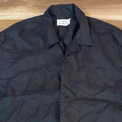 Zara Origins Mens Camp Shirt Large Black 100% Linen Button Short Sleeve Casual - Image 1 of 4