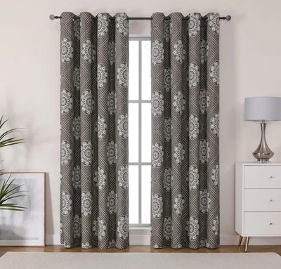 "Cortinas oscuras geométricas retro vintage 72""" Foto 1 de 3