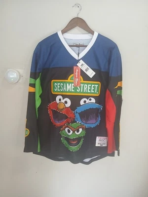 Camiseta deportiva de hockey bordada Sesame Street tocados clásicos ropa de calle L nueva con etiquetas Foto 1 de 4