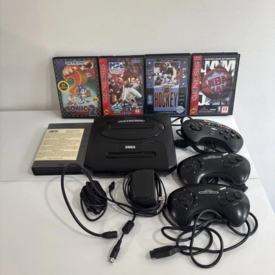 Sega Genesis MK-1631 Console Bundle 3 Remote Controllers +5 Games Tested Working - Image 1 of 4