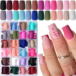 576pc Square Press on Nails Medium Matte Fake NailsTapered Square Full Cover ... - Picture 1 of 6