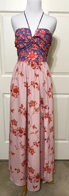 NWT Badgley Mischka size 0 coral blue floral Delaney Maxi Dress retail $279 - Image 1 of 4