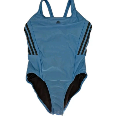 Adidas Badeanzug Bademode blau Schwarz Streifen Logo Gr 42 bis 46 (2 852) NEU - Bild 1 von 4