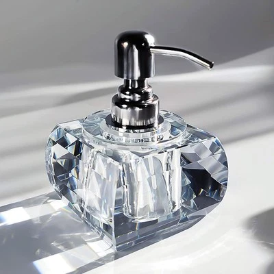 Crystal Glass Soap Dispenser for Bathroom, Modern Decorative Hand Soap Dispenser - Image 1 of 4