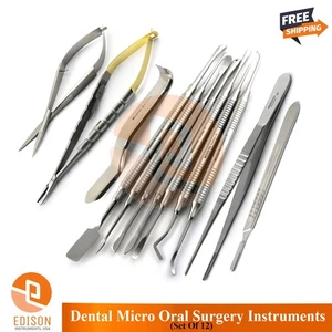 Dental Micro Oral Surgery Instruments Kit Surgical Periodontal Surgery Set Of 12 - Picture 1 of 14
