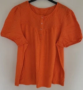 Ladies M&Co Orange Size 22 T-Shirt With Detail - Picture 1 of 6