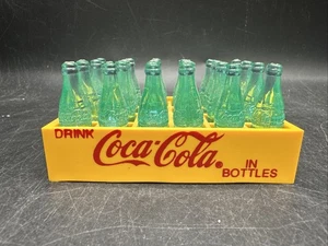 Vintage Miniature Coca Cola Plastic Yellow Case with 24 Green Bottles - Picture 1 of 9