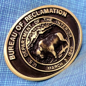 US Dept of Interior Bureau Of Reclamation Uniform Belt Buckle Vtg Brass  .GMP632 - Picture 1 of 11
