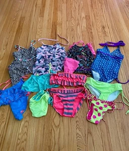 JUSTICE girls bikini, tankini, one piece swimsuits, size  10, 12, 14 - Picture 1 of 11