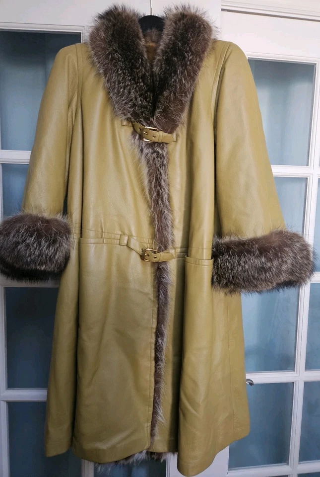 Coach Vintage 60ties Bonnie  Cashin Coat Raccoon Sills Angola Leather Perfect  - Image 1 of 4