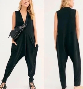 Free People Intimate What's Up Strampler Gr. Large Einteiler Jumpsuit Washed Schwarz - Bild 1 von 20