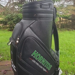 Burton Staff Bag Golf Six Slot 6 Pocket Black Leather Jim Beam Hornitos Tequila - Picture 1 of 12