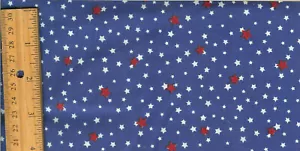 NICE! MINI RED/WHITE STARS ON BLUE - 1 YD 21" LONG - Picture 1 of 1