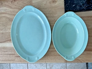2 Pieces MCM Smith & Taylor Lu-Ray Pastels Green  Serveware Platter  and Bowl - Picture 1 of 10