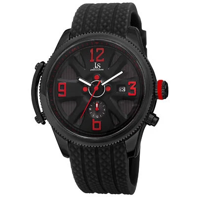 Reloj de cuarzo Joshua & Sons JX101BK con correa de poliuretano de dos zonas horarias para hombre Foto 1 de 4