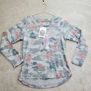 RBX Shirt Women S Grey Camouflage Rose Quartz Print Active Athletic French Terry - Picture 1 of 9