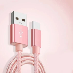 Câble Metal Nylon Renforcé Chargeur USB/Type C Longueur 2m Couleur Rose Compatib - Photo 1 sur 1
