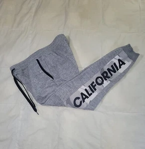 Hollister Jogger Sweatpants Mens Medium Gray Drawstring California Spellout - Picture 1 of 6