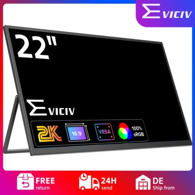 EVICIV 2K Monitore Tragbarer, 22 Zoll 1440P QHD Screen USB-C/Type-C HDMI HDR DE - Bild 1 von 4