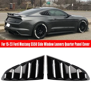 Black Rear Side Quarter Window Louver Scoops For For 2015-23 Ford Mustang Style - Picture 1 of 9