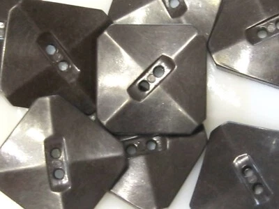 SET OF 8 MATCHING PRESSED BLACK BAKELITE SQUARE BUTTONS - TWO HOLE SEW THROUGH - Image 1 of 4