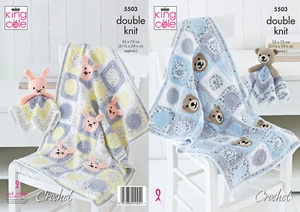 Baby DK Crochet Pattern Bear or Bunny Blanket & Comforter Toy King Cole 5503 - Picture 1 of 3