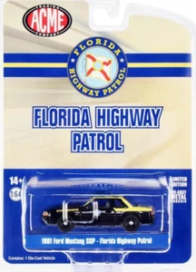 1/64 ACME Greenlight 1991 Ford Mustang SSP Florida Highway Patrol Model 51494 - Picture 1 of 1