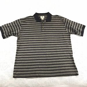 Lone Cypress Pebble Beach Medium Black and Tan Striped Polo Short Sleeve Shirt