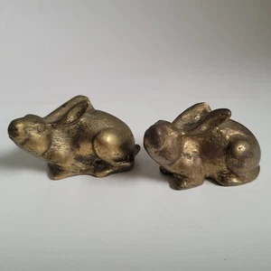 Solid Brass Bunny Rabbits Miniature Hong Kong Great Condition See Description! - Picture 1 of 11