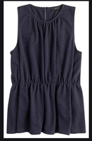 J. Crew Sz M Women's Blue Raised Dot Sleeveless Peplum Blouse