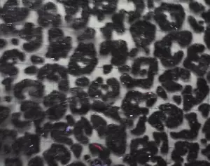 FLOCKED ANIMAL PRINT ON BLACK MESH SHEER FABRIC 26X54 INCHES - Picture 1 of 2